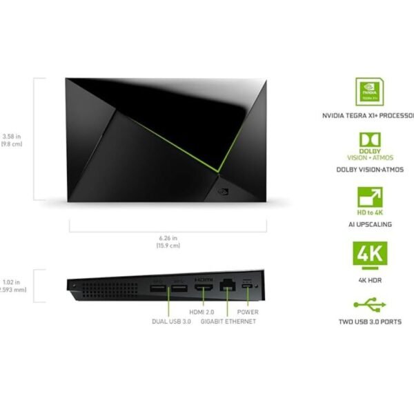 NVIDIA SHIELD Android TV Pro Streaming Media Player; 4K HDR Movies, Live Sports, Dolby Vision-Atmos, AI-Enhanced Upscaling, GeForce NOW Cloud Gaming, Google Assistant Built-In, Works with Alexa