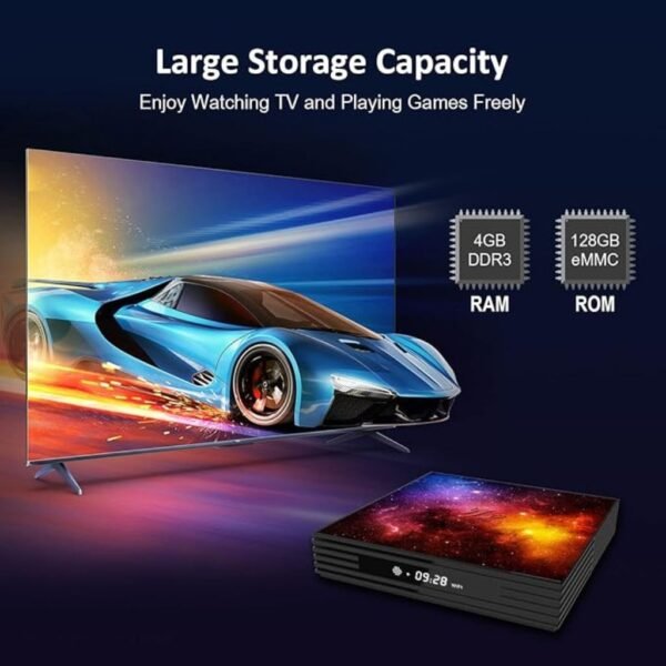 Android TV Boxes 4GB RAM 128GB ROM Smart Set Top Box Builtin 2.4G/5G WiFi Bluetooth 4.2, Media Player Support 4K 3D UHD Videos, with Mini Wireless Keyboard
