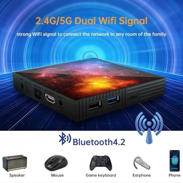 Android TV Boxes 4GB RAM 128GB ROM Smart Set Top Box Builtin 2.4G/5G WiFi Bluetooth 4.2, Media Player Support 4K 3D UHD Videos, with Mini Wireless Keyboard