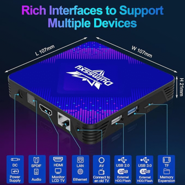 Android tv box 13.0,Smart TV Box 4K/6K/8K 2GB RAM 16GB ROM,Android Box WiFi 6 with RK3528 Quad-Core 64bit 3D 2.4G/5G WiFi 10/100M Ethernet BT5.0 USB 3.0 DLNA H.265