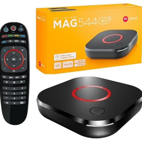 MAG 544w3 Original Infomir & XstreamTec Linux 4K IPTV Set TOP Box with Built-In DUAL WiFi 5G (802.11ac 2T2R) Internet TV IP Receiver HEVC 4K UHD 544 HDMI 2.0 UK Plug MAG544w3